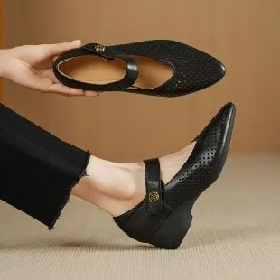 Summer New Retro Breathable Pointed Fashion High Heels For Women Black - Shop at LoveMi
