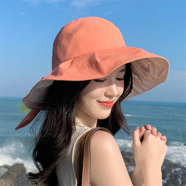 Foldable Portable Big Brim Sun proof UV Protection Sun Hat Orange Red - Shop at LoveMi