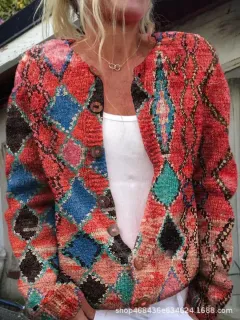 Women's Top 3D Digital Printing Cardigan Knitted Sweater - Kshd284 - View 1