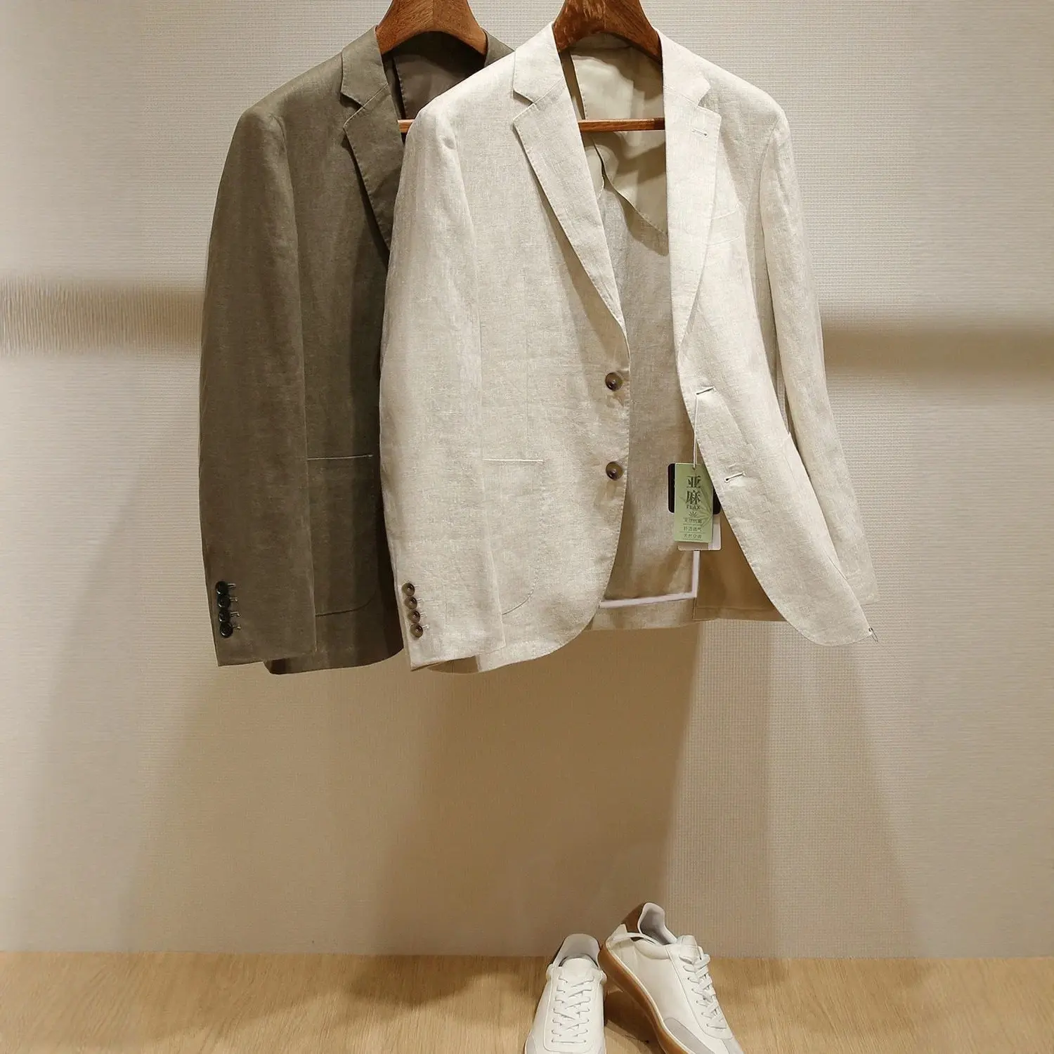 Plus-size Mens Linen Slim-fit Suit Set
