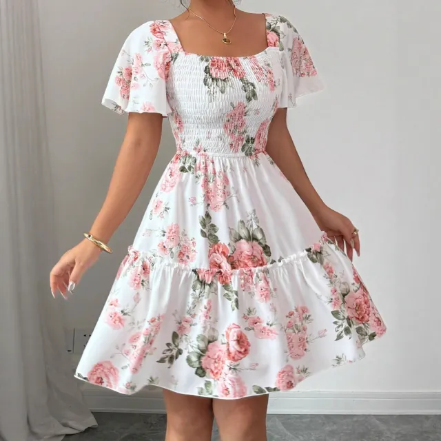 Women's Printed Short Sleeve Dress Color Xl - Shop at LoveMi