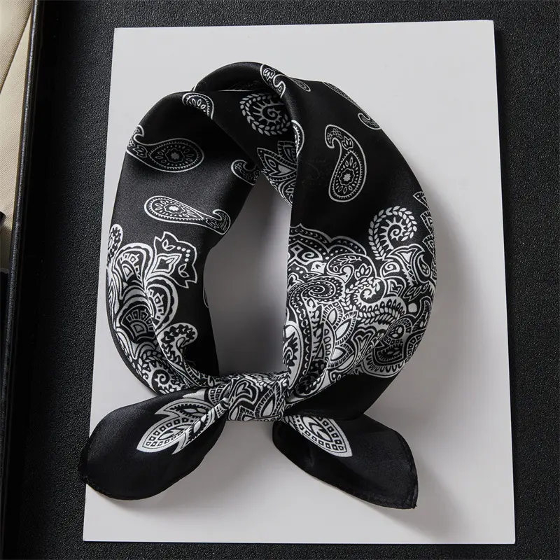 Black Four-Panel Silk Authentic Scarf