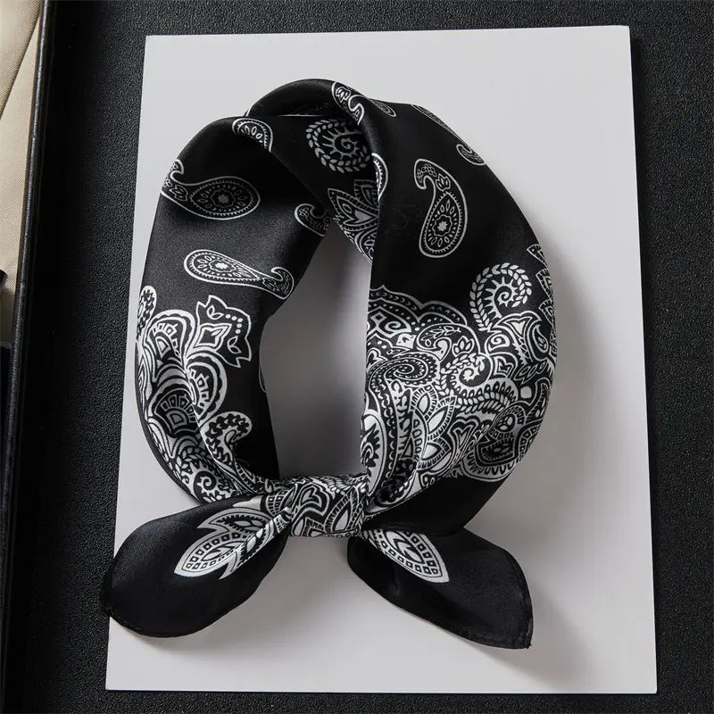 Black Four-Panel Silk Authentic Scarf