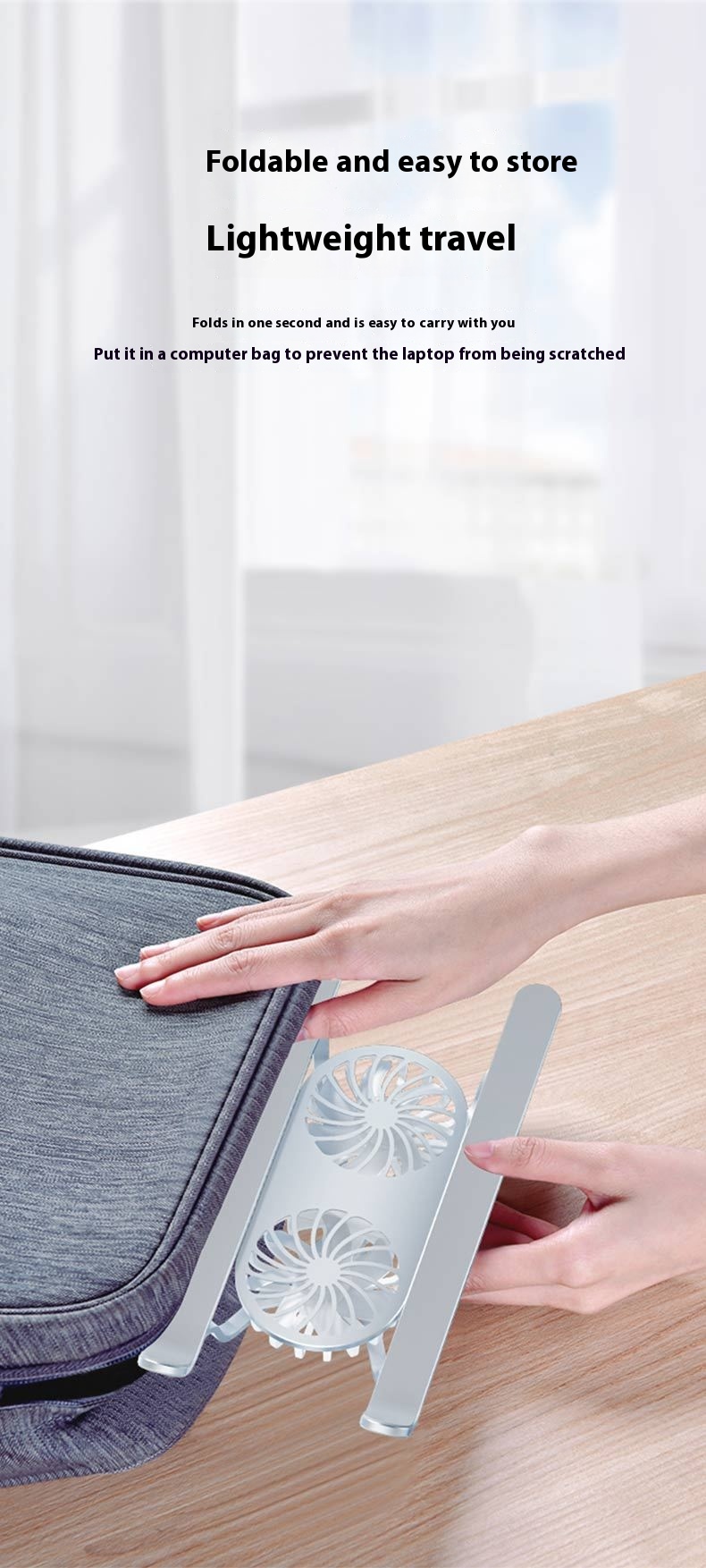 Aluminum Alloy Notebook Stand Portable Folding Lifting Tablet Height Increasing Desktop Twin Fan Computer