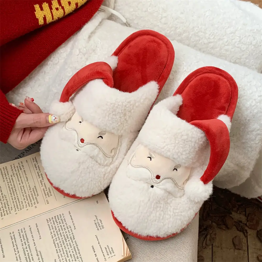 Male And Female Cute Santa Ins Leisure Warm Plush Confinement Shoes