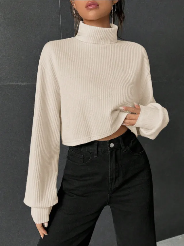 Stylish Casual Long sleeve Solid color Stand up Collar Apricot - Shop at LoveMi