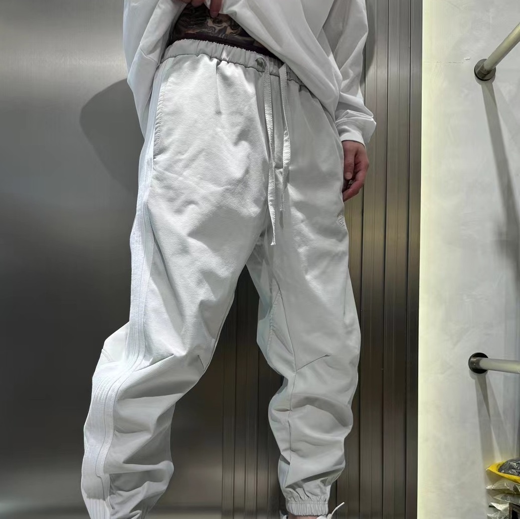 New Fleece-lined Ribbon Matching Ankle-tied Sweatpants Men