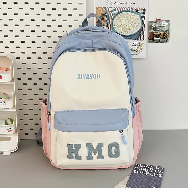Children's Mini Contrast Colour Backpack All-match Bag - Blue