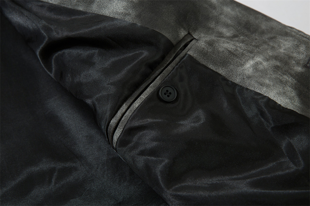 Men's Autumn Tie-dye Contrast Color Suit Collar PU Leather Jacket Coat