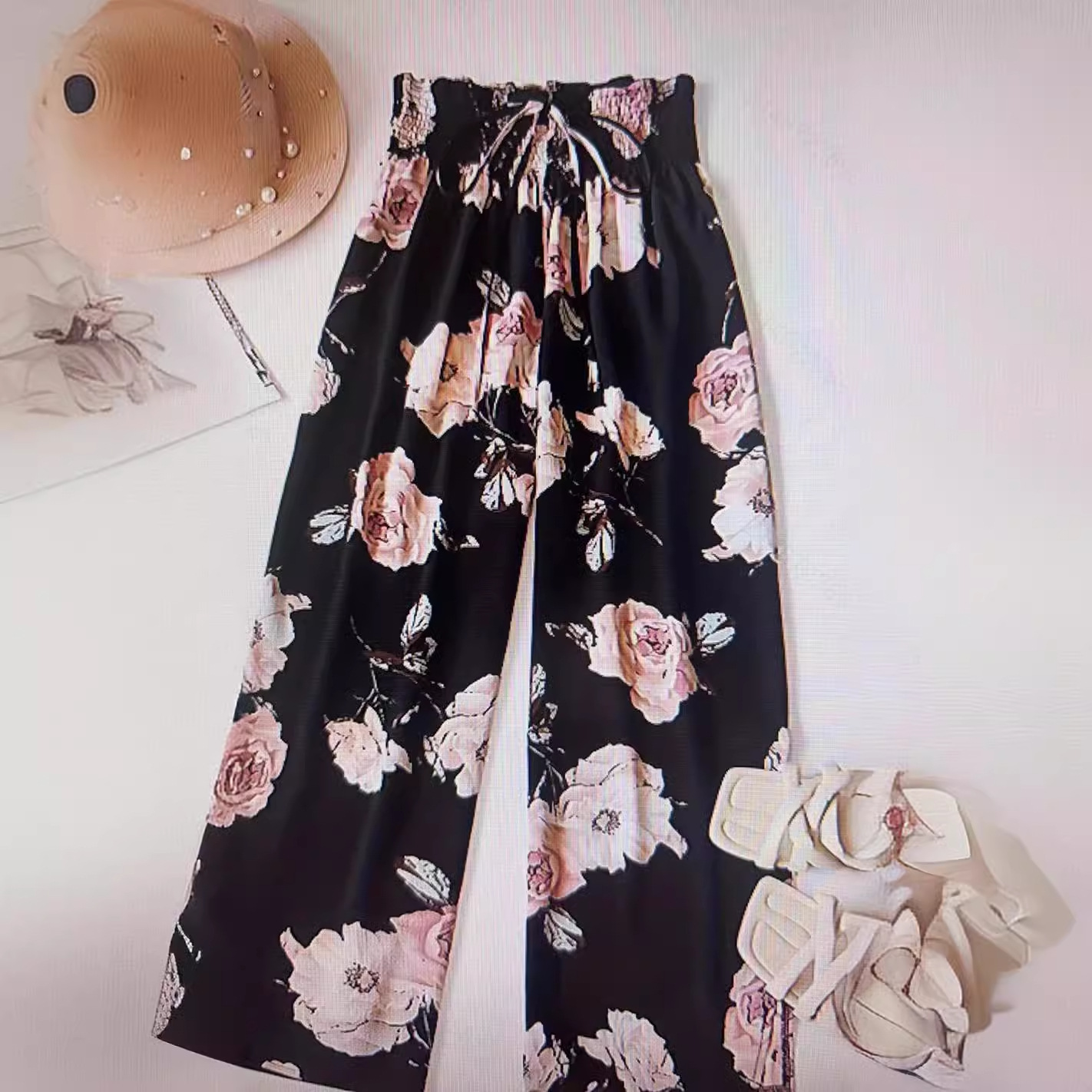 Amazon Fashion Sheer, Textured Fabric, Loose & Comfortable Wide-Leg Pants High-Waisted, Relaxed Fit That Flatters And Covers Up Versatile Casual Style