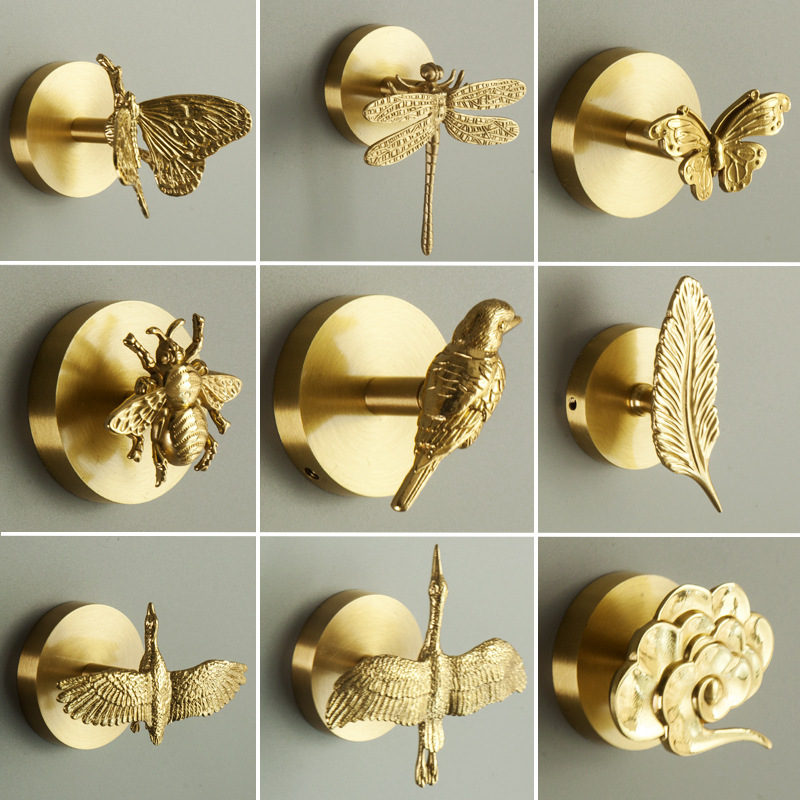 New Nordic-style Decorative Hook In Brushed Gold Brass