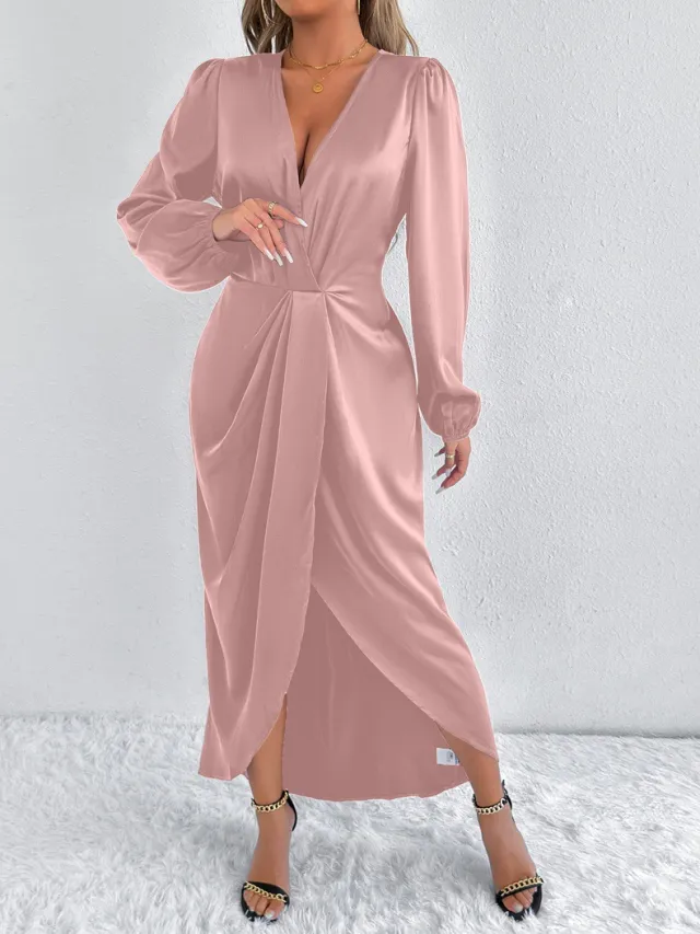 Satin European And American Style Dress High grade Pink - Shop at LoveMi
