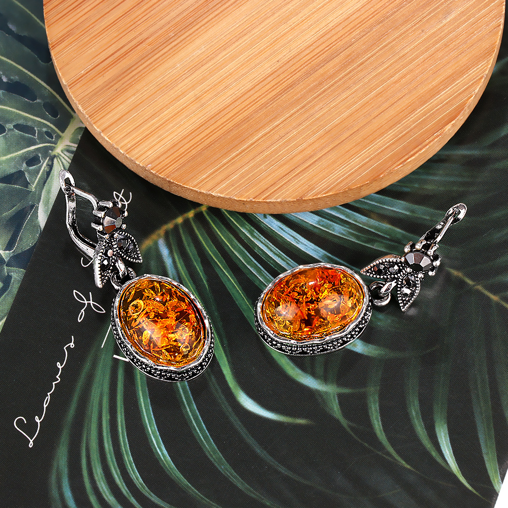 Geometric New Style Amber Retro Stud Earrings