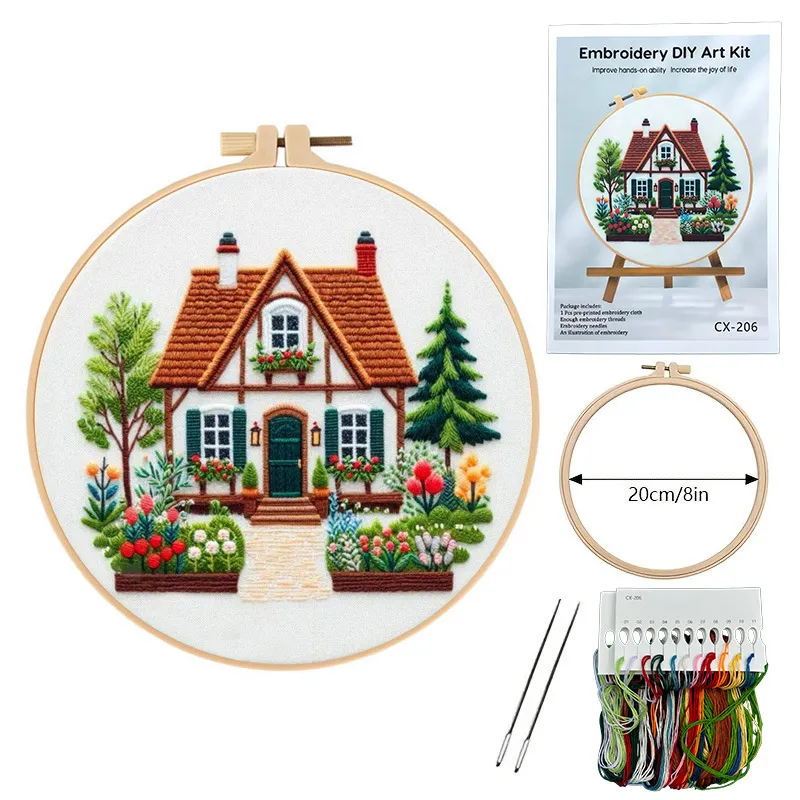 Garden Cottage Embroidery Material Package - Garden Cottage