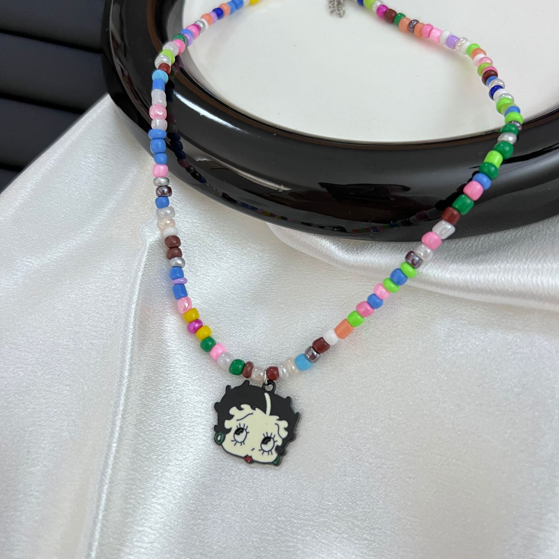 Niche Design Accessories Colorful Beaded Clavicle Chain