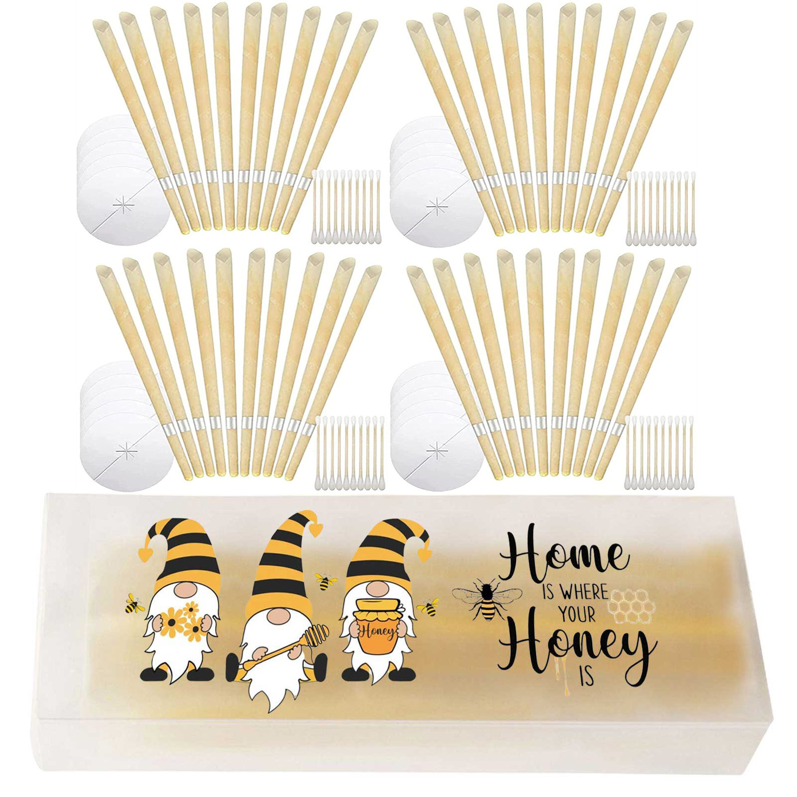 Bee-textured Silver-label Aroma Ear Candles With A Tray