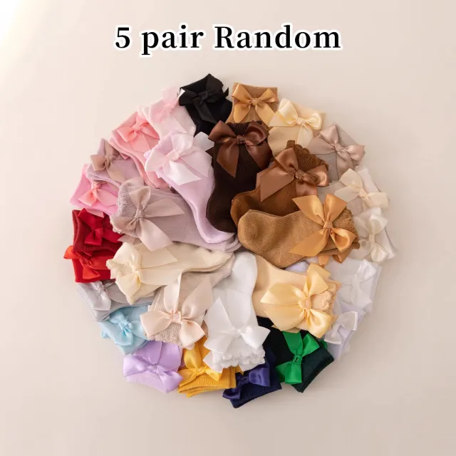 Girls' Baby Solid Color Versatile Bow Princess Socks Random 5 Pairs Socks - Shop at LoveMi