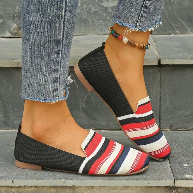 Women's Low cut Square Toe Flat Bottom Sneaker Stripes 37 - Shop at LoveMi