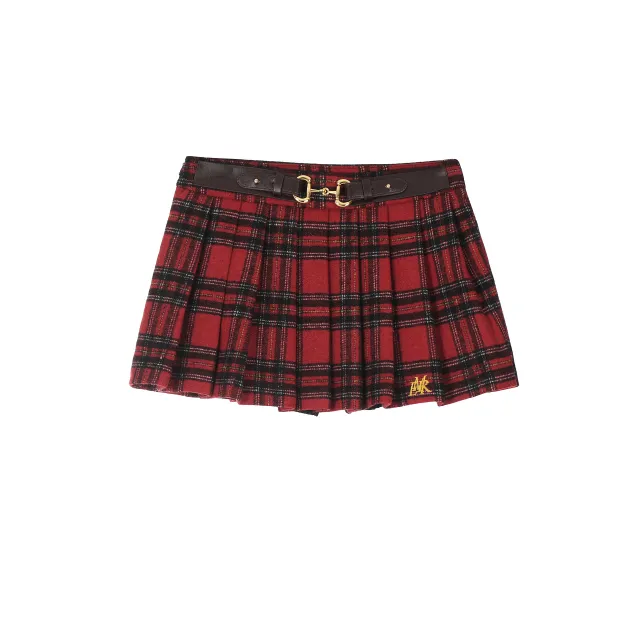 Women's Retro Houndstooth Pleated Skirt Red - Shop at LoveMi