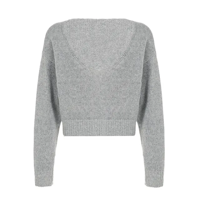 European And American Idle Style Solid Color Sweater Casual Gray - Shop at LoveMi