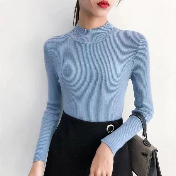 Pullover All matching Slim Fit Skinny Sweater Blue - Shop at LoveMi