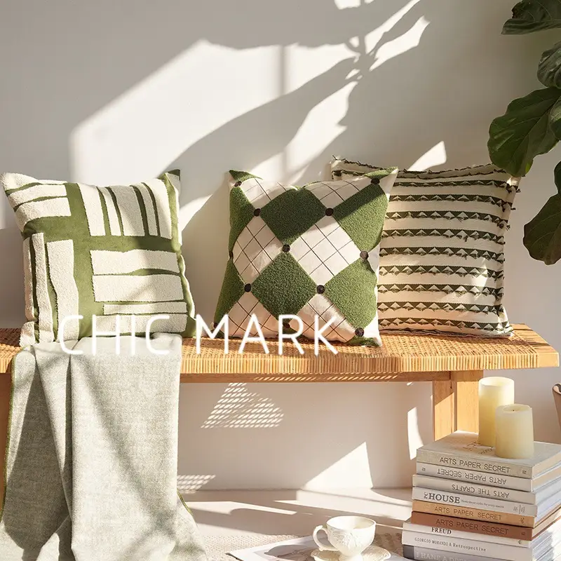 Warm Green Living Room Sofa Pillow Cover
