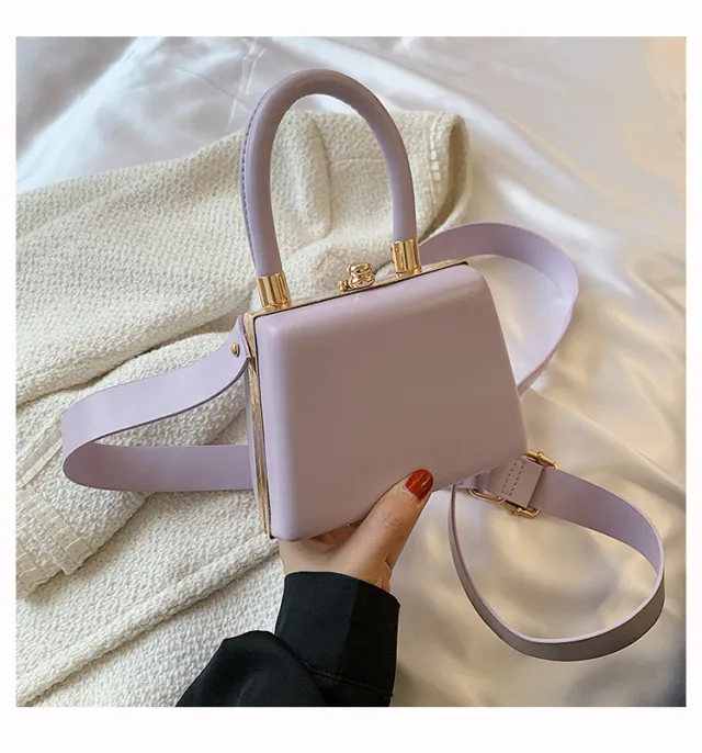 Contrast Color Artistic Ethnic Style Portable Clip Bag Purple - Shop at LoveMi
