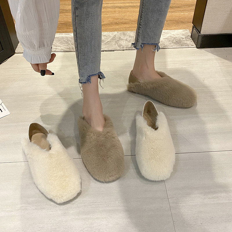 Round-toe Flat-bottomed Outerwear Heel-sliding Half-slipper