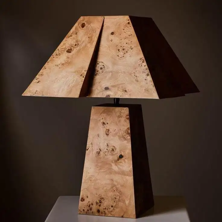 Artistic Table Lamp Crafted From Burl Wood