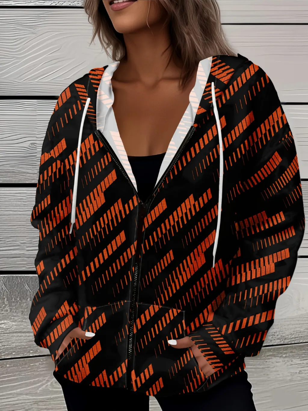Casual All-matching Fashion Trendy Plaid Stitching Breathable Zipper Sweater - Mf08Jl250731Y146
