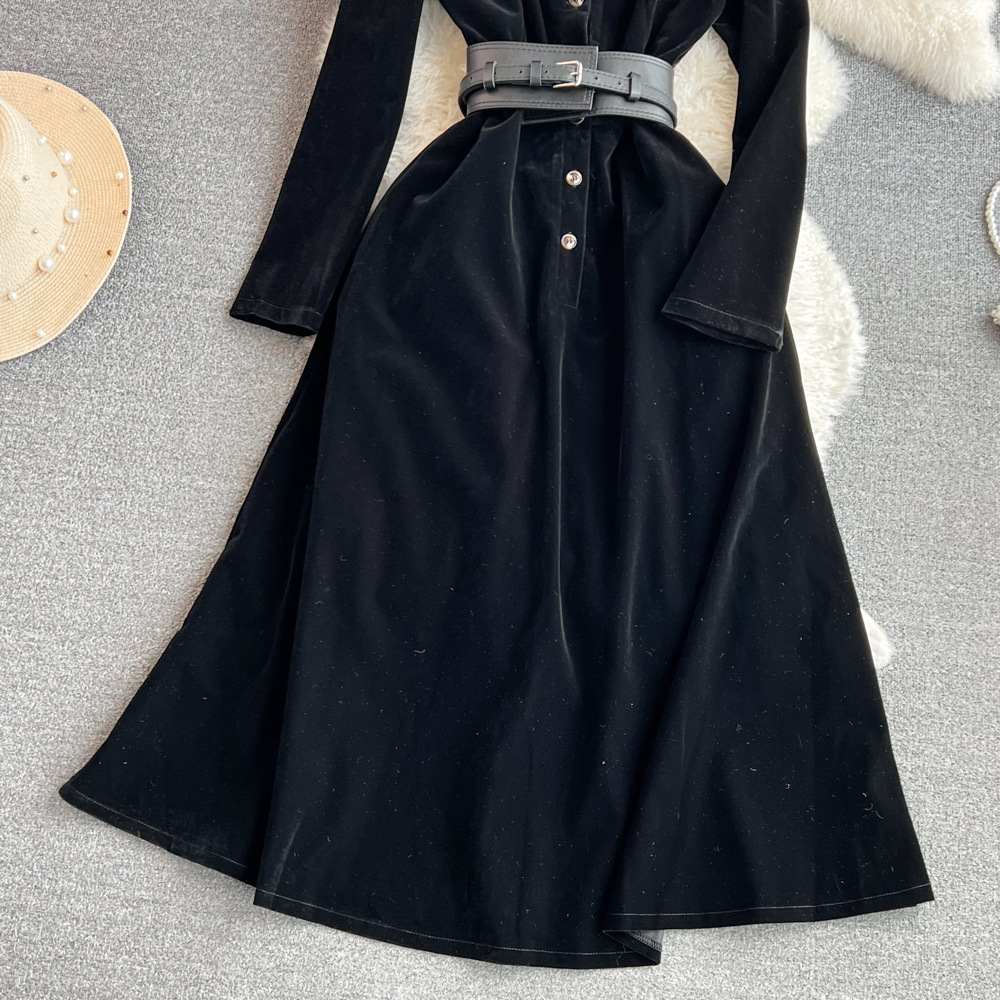 High-grade Socialite Temperament Long Sleeve Lapel Long Skirt