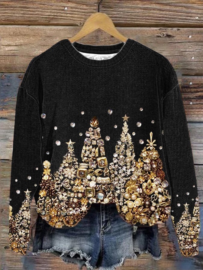 Title 5, Printed New Loose Christmas Tree Pullover Men