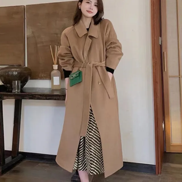 Gentle Hepburn Style Autumn And Winter Woolen Coat Camel - Shop at LoveMi