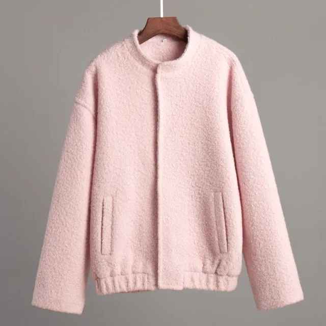 Jacket Stand Collar Drop shoulder Sleeve Short Coat Tan - Shop at LoveMi