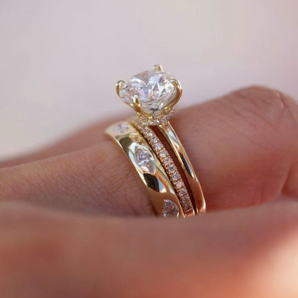 Micro-paved Zircon Ring Set