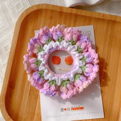 Handmade Crochet Orchid Yarn Headband - Segment Dyed Bell - View 1
