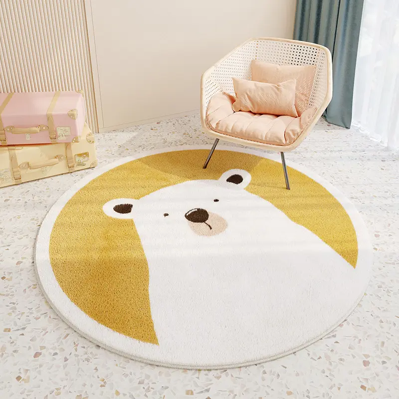 Cashmere-like Round Floor Mat Bedroom Cute Absorbent