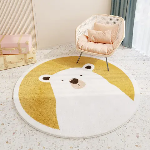 Cashmere-like Round Floor Mat Bedroom Cute Absorbent Non-slip Living
