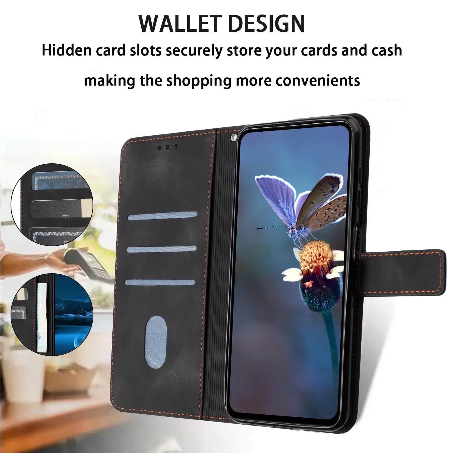 Flip Card Leather Case Geometric Phone Case