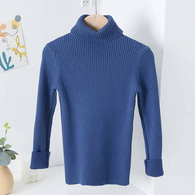 AutumnWinter Girls' Turtleneck Knitted Sweater Blue - Shop at LoveMi