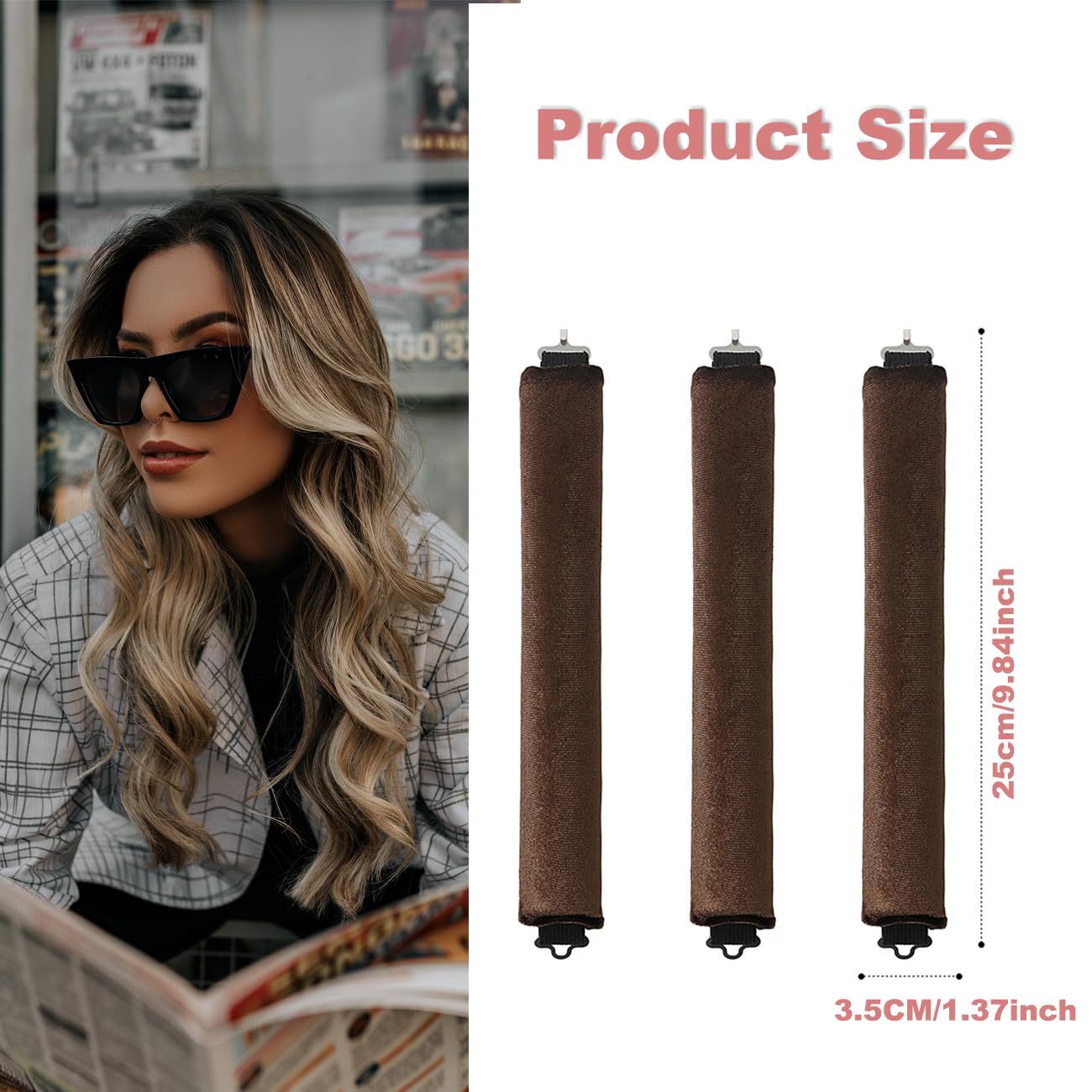 Title 8, 3 Hooks Heat-free Hair Curler Large Tool Rubber...