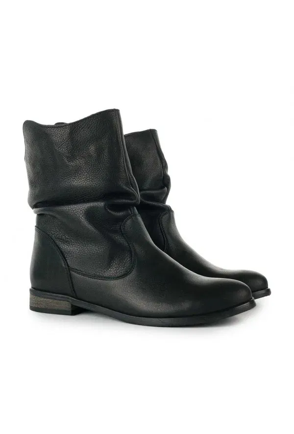 Lady Sexy Pile Style Ankle Boots Round Toe Low Heel Black - Shop at LoveMi