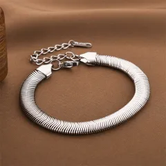 Fashion Simple 8mm Titanium Steel Bracelet For Women - 6666 Silver 8Mm - View 1