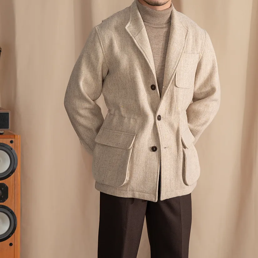 Retro Warm Tweed Lapel British Safari Jacket Teda