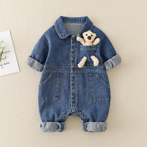 Baby Handsome Denim Jumpsuit Spring Festival Western Style Boy