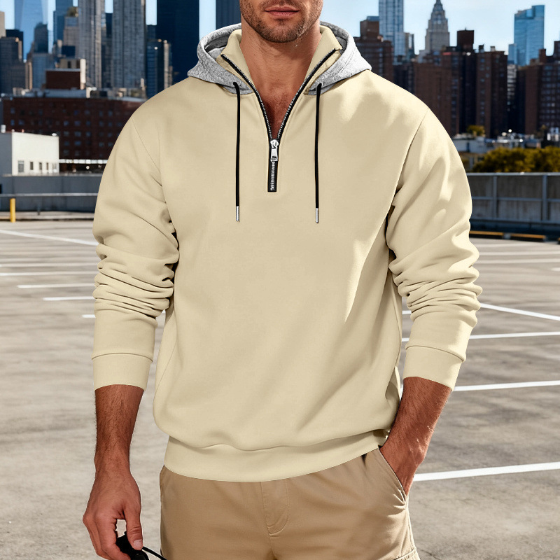 Light-luxury Commuter-style Long-sleeve Hoodie With A Stand-up Collar