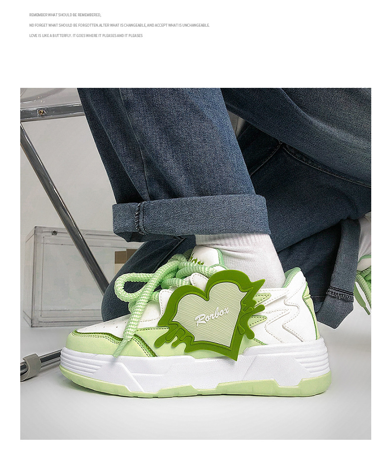 Color Contrast Patchwork Bread Shoes Increased By Light Casual Shoes - Image 2