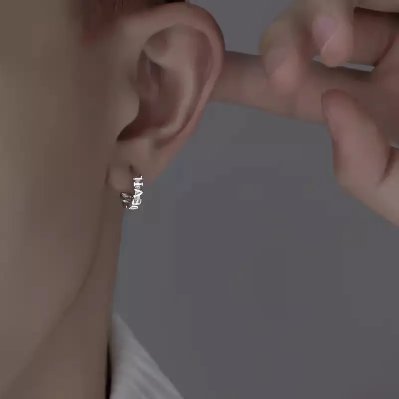 Sterling Silver Devil English Chain Earrings For Men