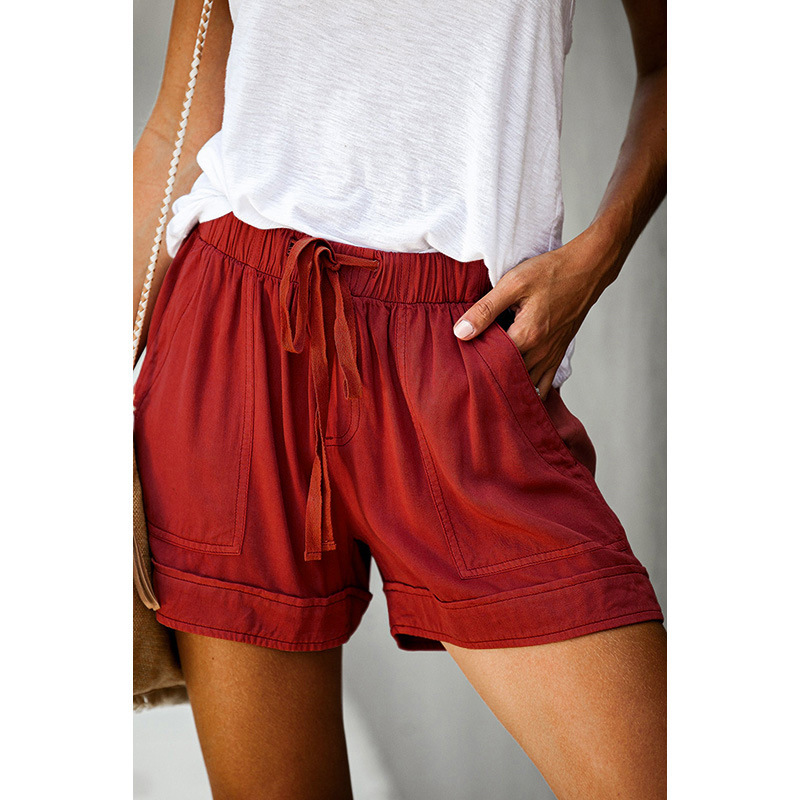 Womens Casual Wide-leg Loose High-waisted Shorts