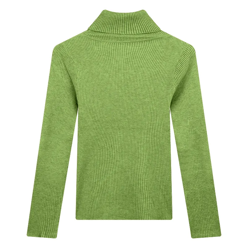 Thickening Inner Wear Skinny Versatile Long Sleeve Thermal Turtleneck Sweater For Women - Avocado Green